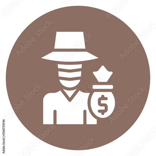 Filled Glyph Bank Robbery Circle Icon