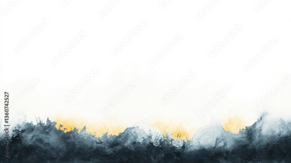 Obraz premium Abstract Watercolor Landscape: Serene Blue and Gold Horizon