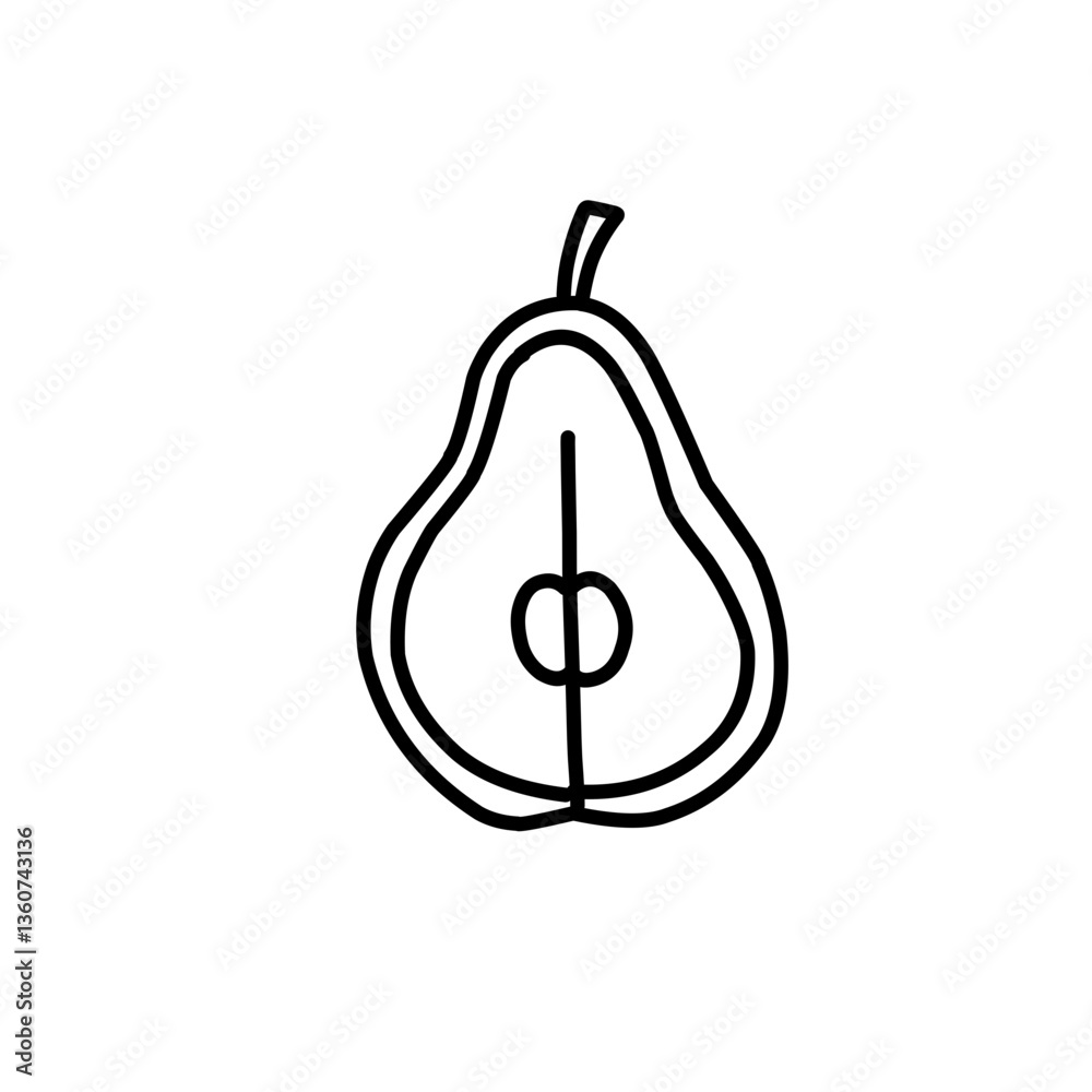 hand drawn pear line icon hand drawn pear line icon