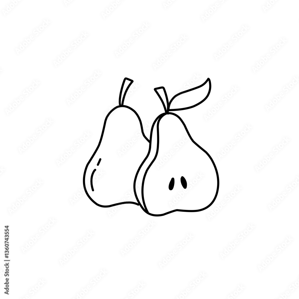 hand drawn pear line icon hand drawn pear line icon