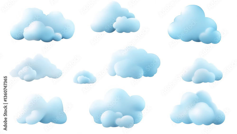soft fluffy blue clouds in various shapes and sizes ideal for use in graphic design illustrations or digital art projects soft fluffy blue clouds in various shapes and sizes ideal for use in graphic design illustrations or digital art projects