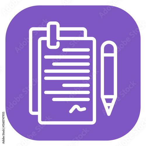 Line Art Legal Agreement Rounded Square Icon