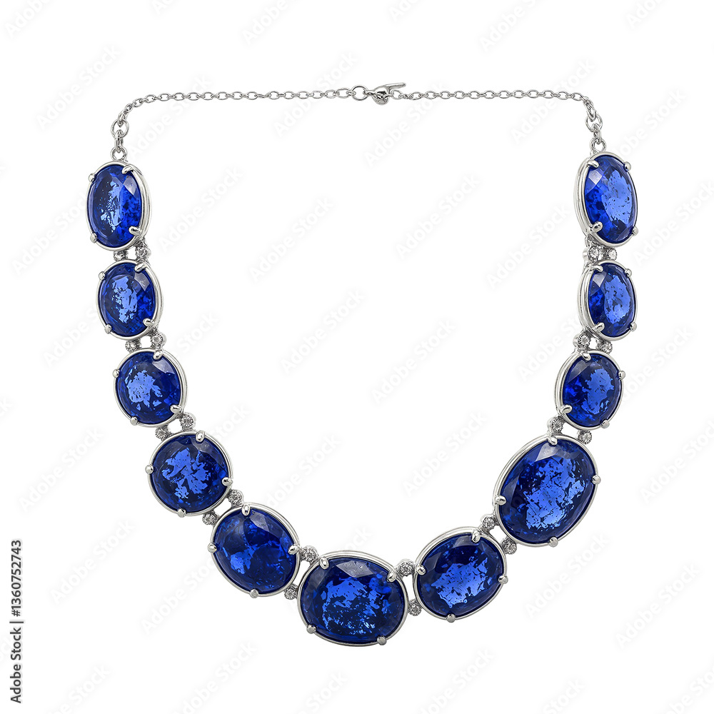 Obraz premium A striking statement necklace with bold blue sapphires and sparkling diamonds set in twisted silver design