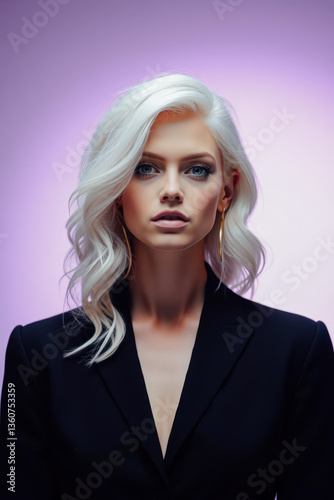 Wallpaper Mural Elegant Woman with Blonde Hair Against Purple Background Torontodigital.ca