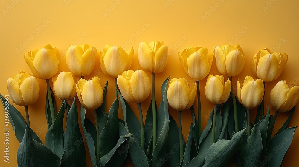 Obraz premium Beautiful Yellow Tulips Spring Flowers Floral Background Nature Photography Bright Yellow Blooming Tulips Springtime Botanical Image Fresh Yellow 