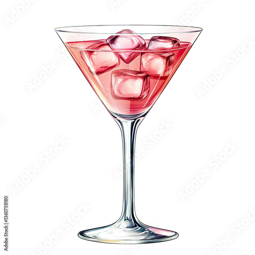 a vibrant cocktail served in a classic martini glass filled with