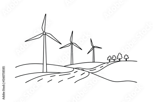 Wind turbines, renewable energy, landscape, clean power, rural scene, sustainable energy, ecology, e