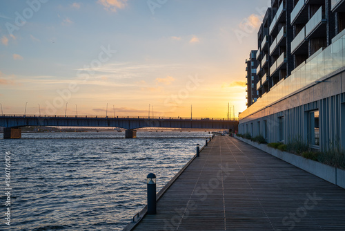 Konstfotografi Beautiful skyline of city of Aalborg in Denmark on a summer day
