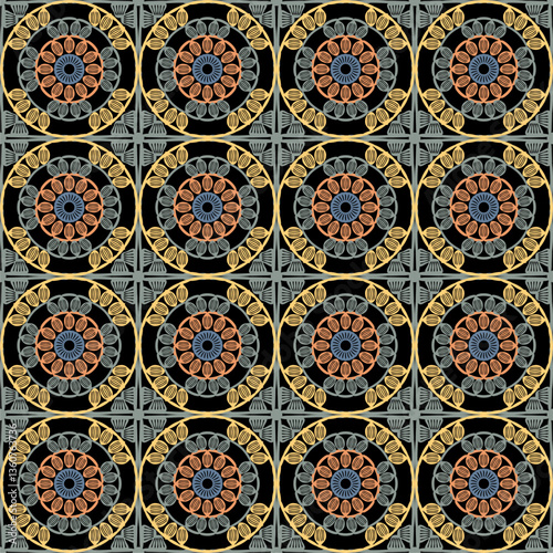 Pattern with crochet granny square wallpaper handmade decorative art design print