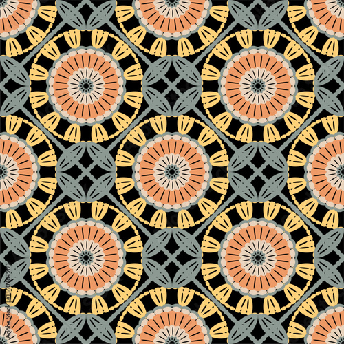 Pattern with crochet granny square wallpaper handmade decorative art design print