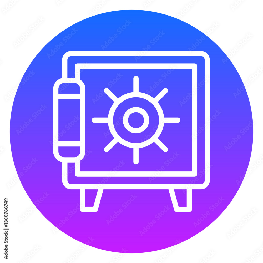 Line Art Money Vault Rounded Gradient Circle Icon Line Art Money Vault Rounded Gradient Circle Icon