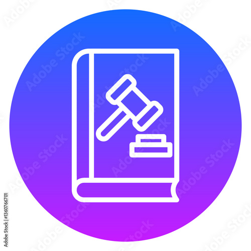 Line Art Legal Law Book Rounded Gradient Circle Icon