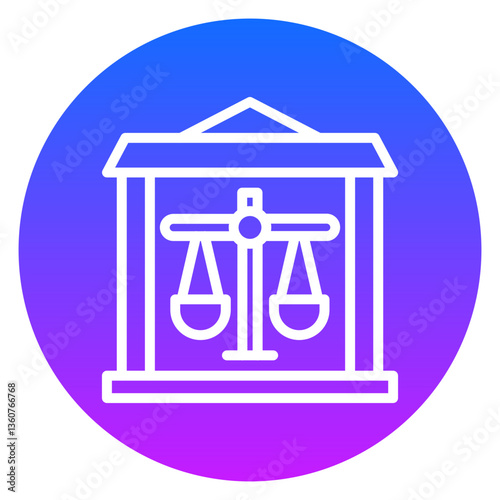 Line Art Courthouse Building Rounded Gradient Circle Icon