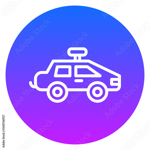 Line Art Police Patrol Car Rounded Gradient Circle Icon