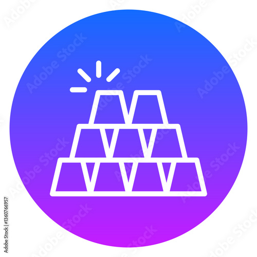 Line Art Gold Ingots Rounded Gradient Circle Icon