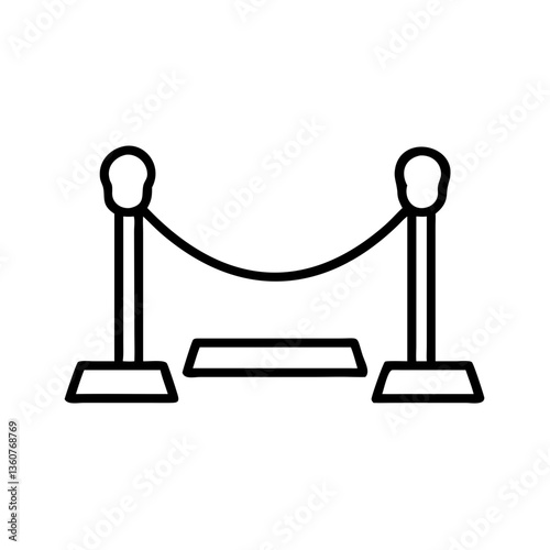  Line drawing of velvet rope and stanchions.