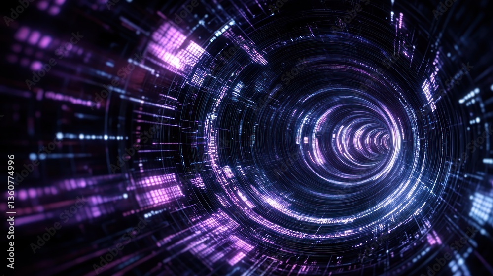 Obraz premium Digital Vortex: A Journey Through the Cyberspace Tunnel