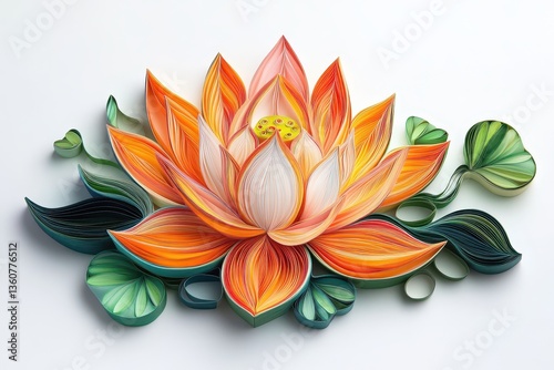 Colorful paper quilled flowers showcasing intricate designs and vibrant hues on a white background	