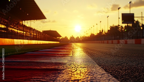 A race track bathed in beautiful sunlight at sunset