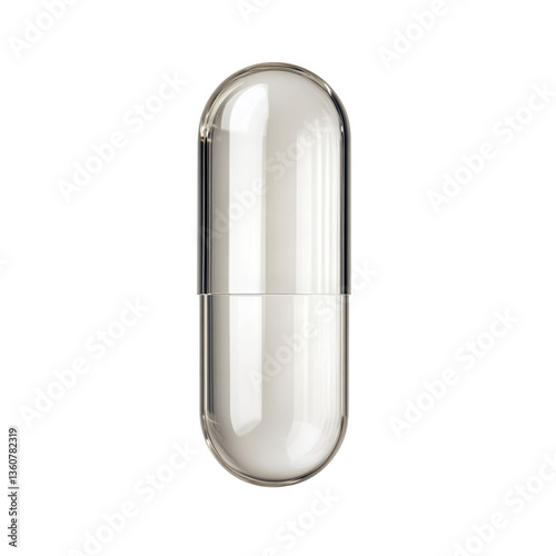 Transparent empty medicine capsule on a transparent background