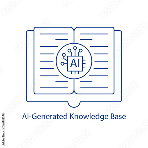 AI Knowledge Icon Smart Information Repository Machine Learning Database Automated Knowledge System Digital Encyclopedia Cognitive Data Technology