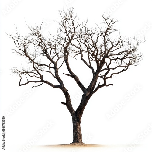 Dry dead lifeless tree isolated over white