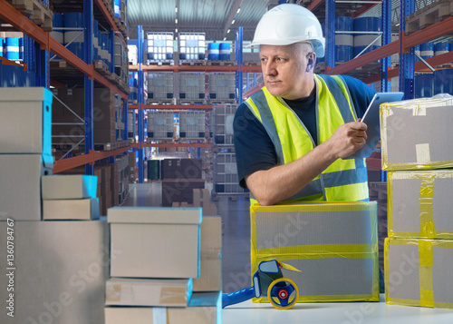 Warehouse worker in a hard ...