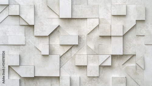 Abstract Geometric White Wall Texture.