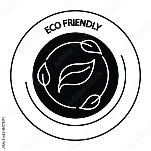 Vector icon for eco-friendly practices. Displays leaves forming a circle to represent sustainability, nature conservation, and green initiatives.