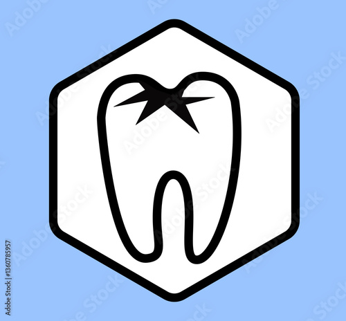 Damaged human tooth. Icon w...