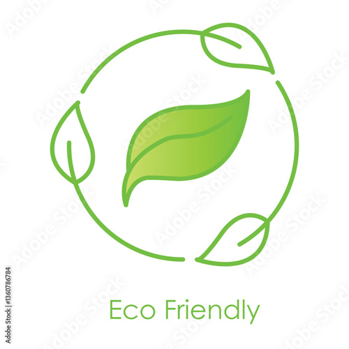 Vector icon for eco-friendly practices. Displays leaves forming a circle to represent sustainability, nature conservation, and green initiatives.