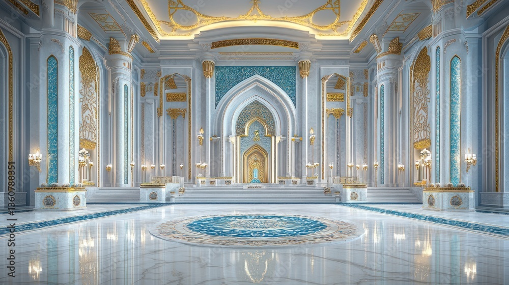Fototapeta premium Grand Palace Interior: Opulent Design in Blue and Gold