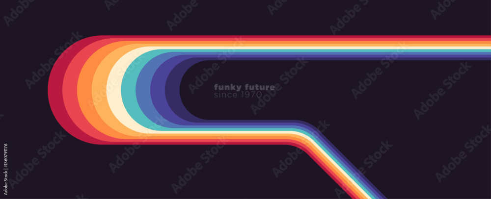 Minimalist abstract 1980s background design in a futuristic retro style with colorful lines. Vector illustration.