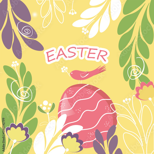 picture with a bird and an easter egg in the middle of the branches 2