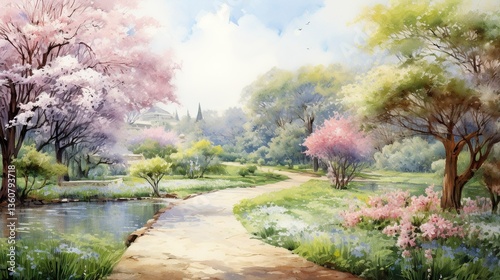 A photo of a botanical garden watercolor painting.