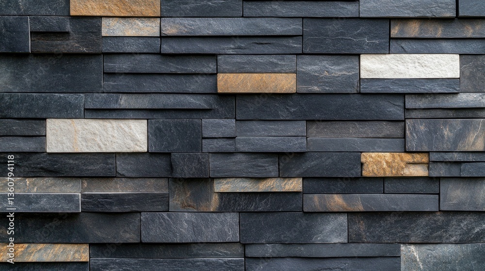 Modern Stone Wall Texture: Dark Grey, Brown, and White Slate Tiles Modern Stone Wall Texture: Dark Grey, Brown, and White Slate Tiles