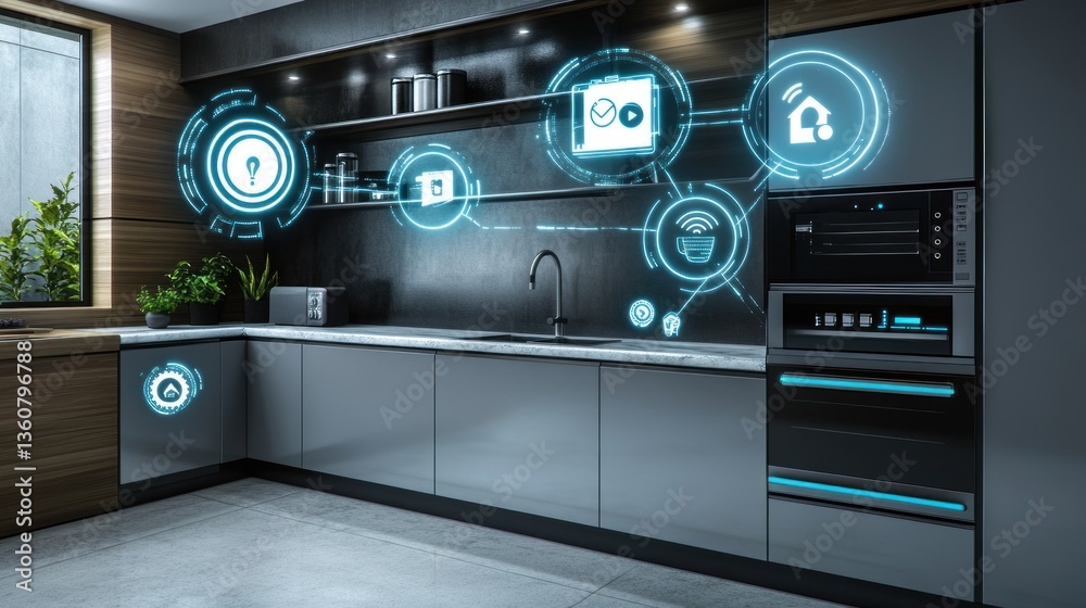 Fototapeta premium Smart home kitchen tech control