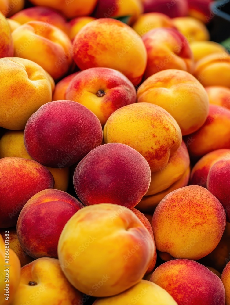 Fresh and Juicy Peaches and Nectarines Piled Together in a Colorful Display at a Local Farmers Market, Perfect for Summer Recipes and Healthy Eating Fresh and Juicy Peaches and Nectarines Piled Together in a Colorful Display at a Local Farmers Market, Perfect for Summer Recipes and Healthy Eating