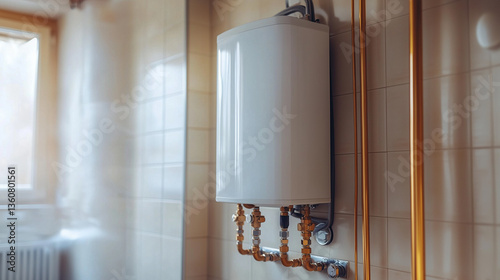 water heater in a steamy bathroom