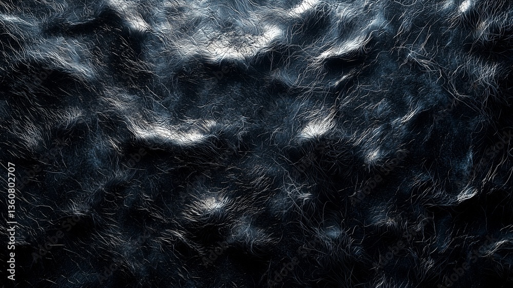 Naklejka premium Seamless Dark Synthetic Fur Texture with Realistic Shading and Flow for Futuristic Design Use