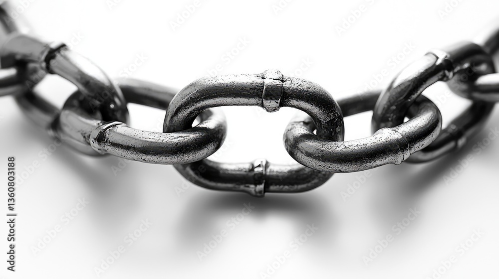 Obraz premium Close-up of a Metal Chain: Interlocking Links, Strength, and Connection