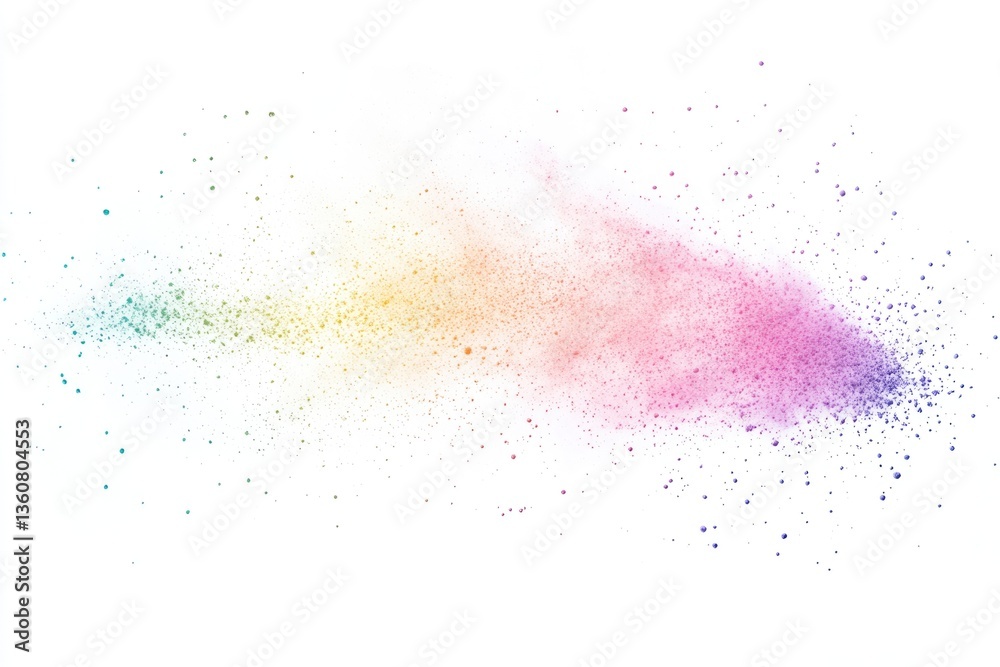 Rainbow colored powder explosion isolated on white background, vibrant and colorful. Rainbow colored powder explosion isolated on white background, vibrant and colorful.