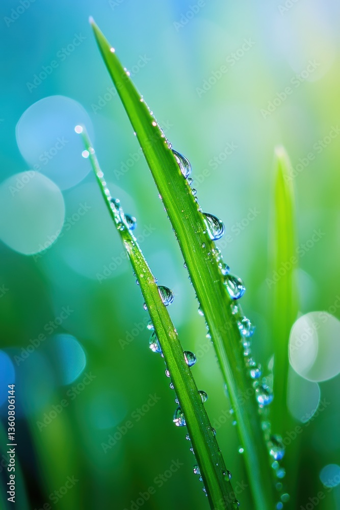 Naklejka premium Lush green plants in Spring rain.