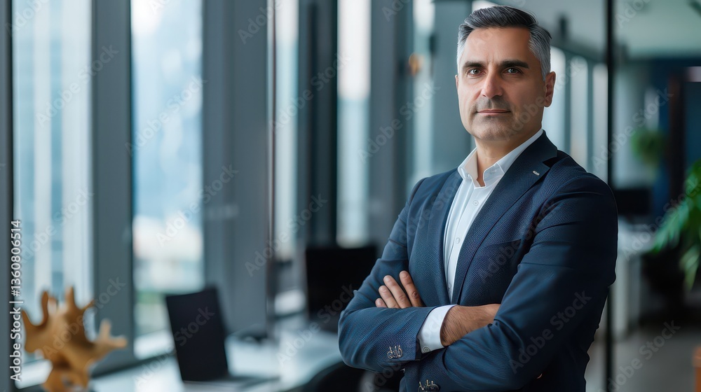 Fototapeta premium Professional CEO standing in a high-rise office