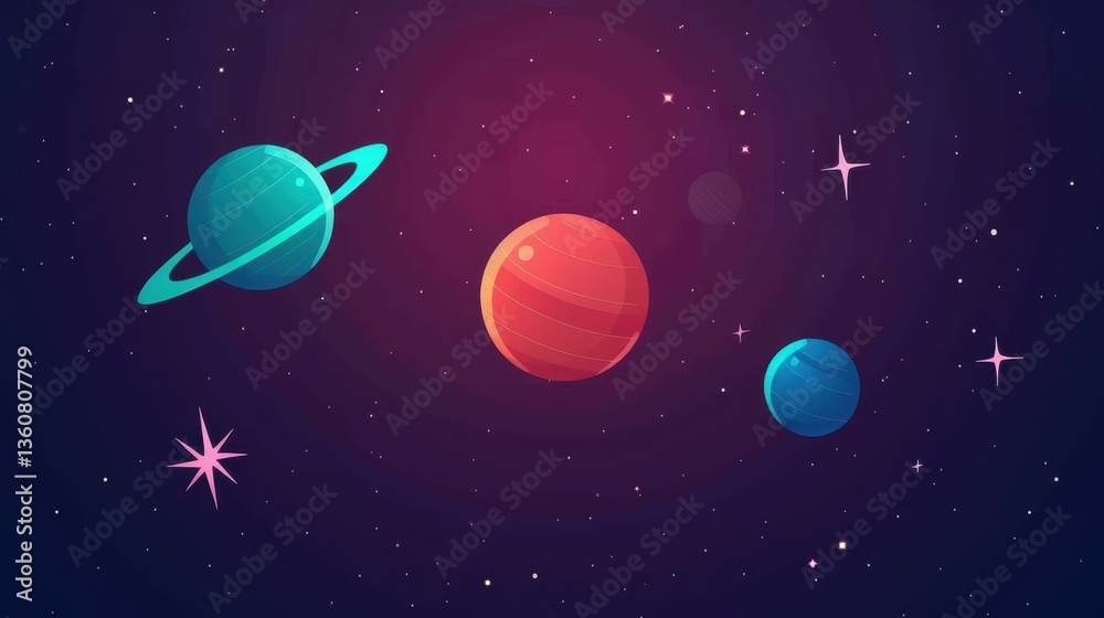 Explore a dreamy vector space background featuring adorable stars in a whimsical flat style. Perfect for creative projects Explore a dreamy vector space background featuring adorable stars in a whimsical flat style. Perfect for creative projects