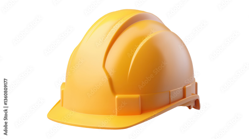 Fototapeta premium A bright yellow hard hat an essential item of personal protective equipment PPE for construction workers and others working in hazardous environments