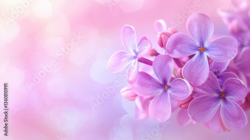 A vibrant bunch of blooming violet lilac flowers creates a stunning spring backdrop, perfect for art and design lovers.