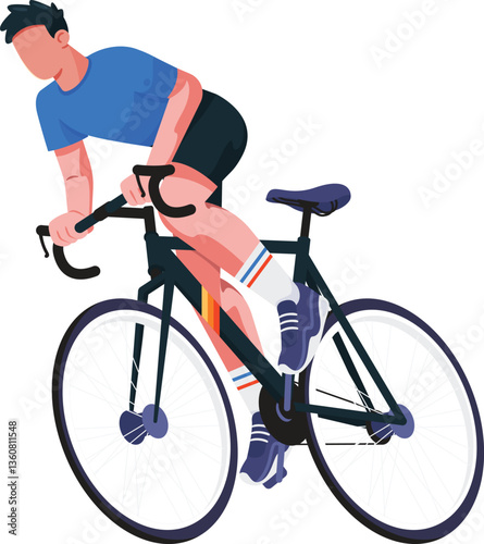 Cycling Rider Vector Illustration, Outdoor Sports Art