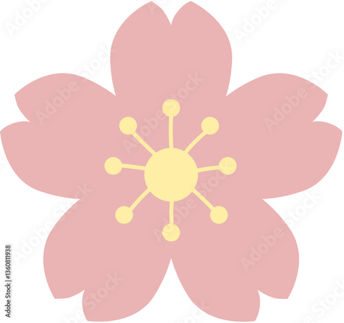Pink sakura flower vector illustration. Cherry blossom element isolated. 