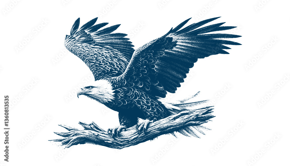 Fototapeta premium eagle engraving vector illustration